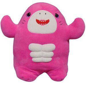 Pink Muscle Shark Plush Abs Six Pack Stuffed Animal Cute Buff